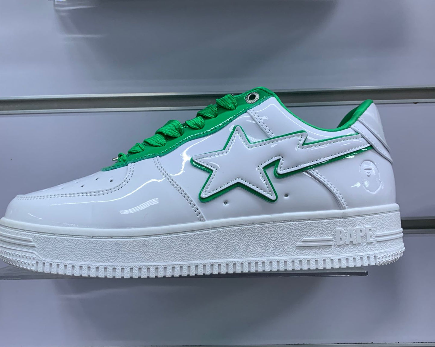 A Bathing Ape Bape Sta Patent Leather White Green